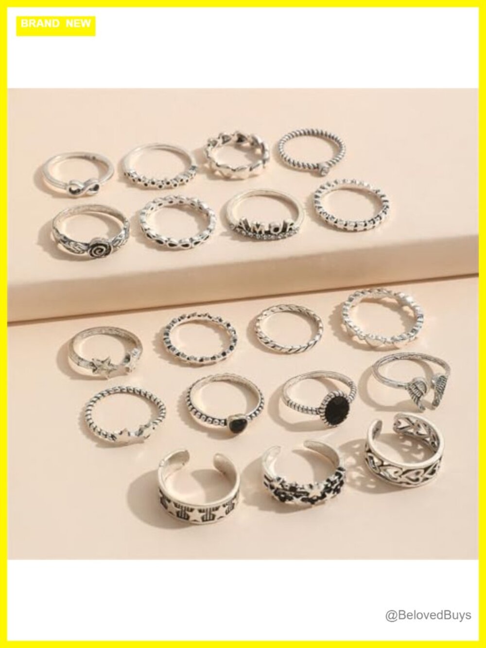 Gothic Stackable Rings Set Snake Design Knuckle Rings Vintage Style - Picture 4 of 5